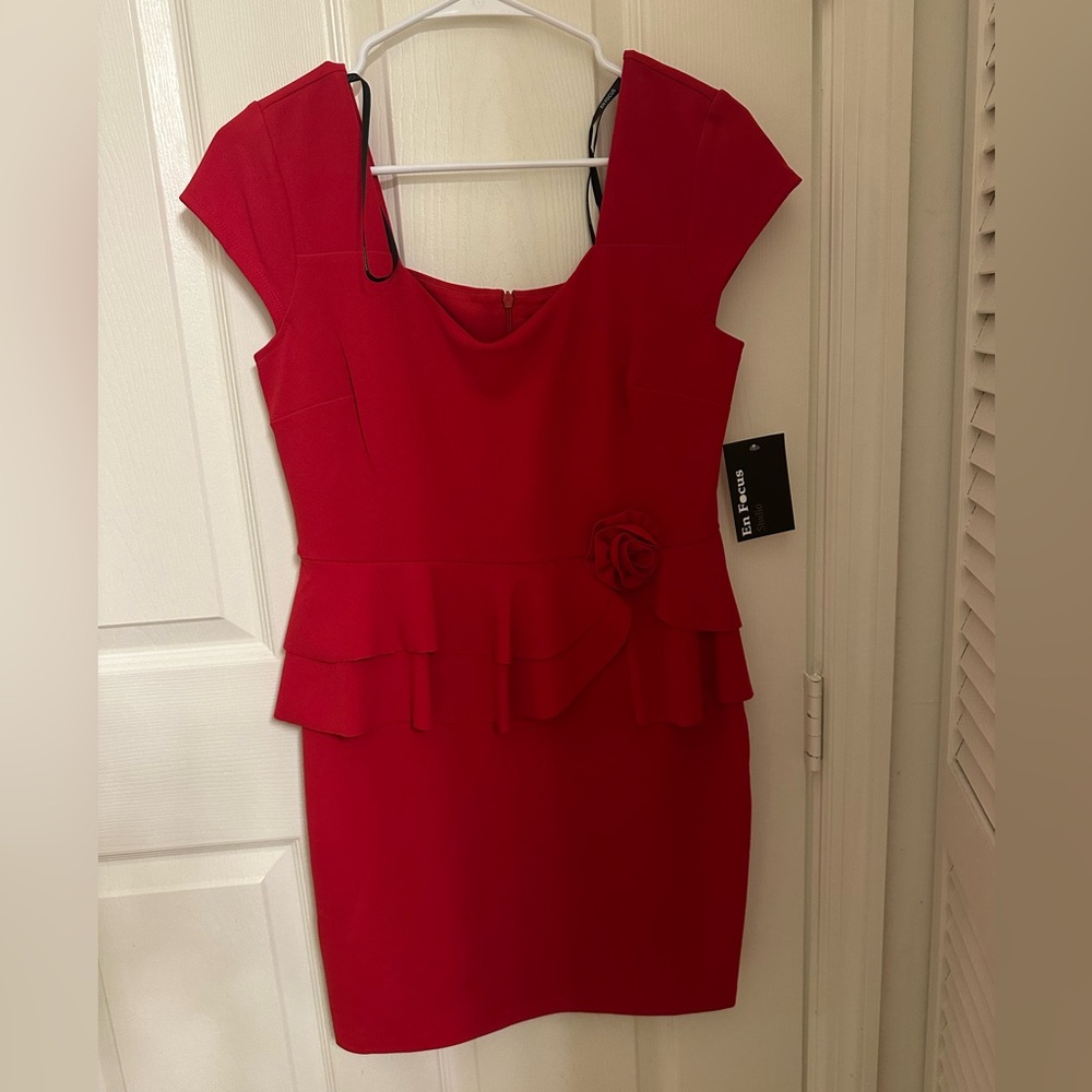 Elegant Red Peplum Dress